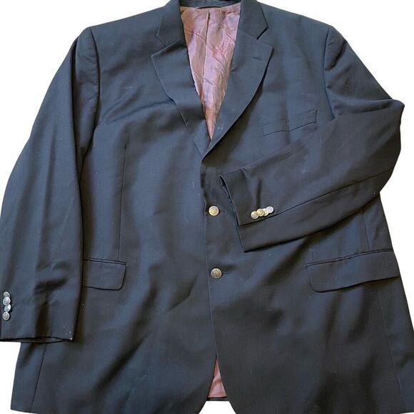 Y2K Jack Victor Classic Powell SPJ Wool Blazer Suit Jacket Sport Coat Black 52PL - Picture 2 of 14